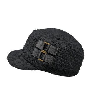 Mudd Fitted Cadet Army Cap Hat Black One Size Solid Knit Buckle Lined